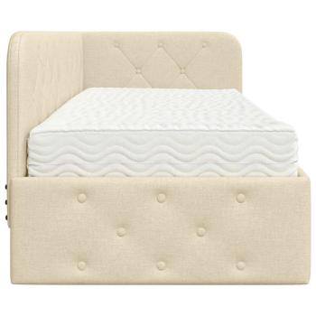Eckbettgestell mit Matratze Creme 80 x 200 cm Stoff