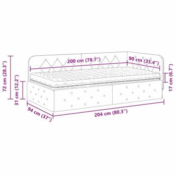 Eckbettgestell Hellgrau 90 x 200 cm Stoff