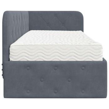 Eckbettgestell mit Matratze Dunkelgrau 80 x 200 cm Samt