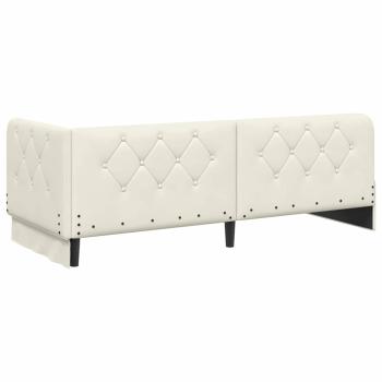 Eckbettgestell mit Matratze mit Kopfteil Creme 80 x 200 cm Samt