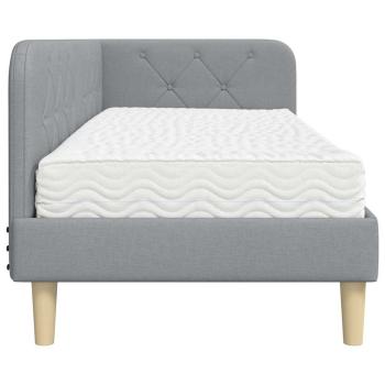 Eckbettgestell mit Matratze Hellgrau 80 x 200 cm Stoff