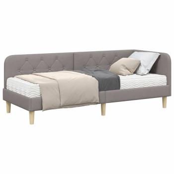 Eckbettgestell mit Matratze Taupe 80 x 200 cm Stoff