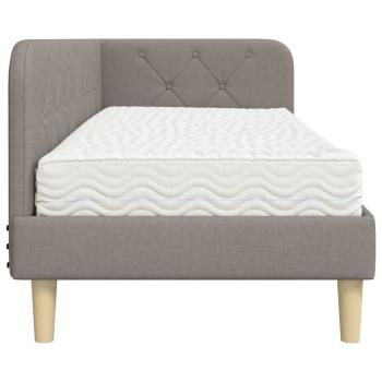 Eckbettgestell mit Matratze Taupe 80 x 200 cm Stoff