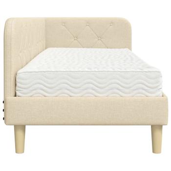 Eckbettgestell mit Matratze Creme 80 x 200 cm Stoff