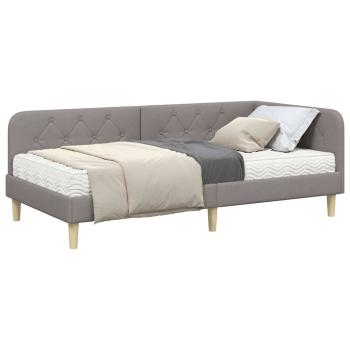 Eckbettgestell mit Matratze Taupe 90 x 190 cm Stoff