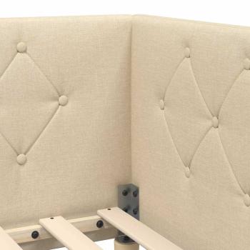 Eckbettgestell mit Matratze Creme 90 x 200 cm Stoff