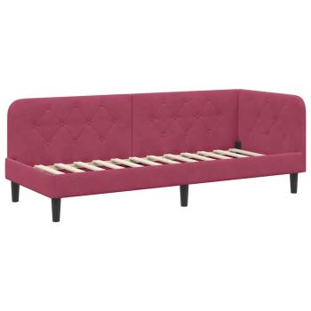 Eckbettgestell mit Matratze Weinrot 80 x 200 cm Samt