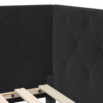 Eckbettgestell mit Matratze Schwarz 90 x 190 cm Samt