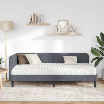 Eckbettgestell mit Matratze Dunkelgrau 100 x 200 cm Samt