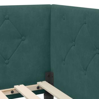 Eckbettgestell mit Matratze Dunkelgrün 100 x 200 cm Samt