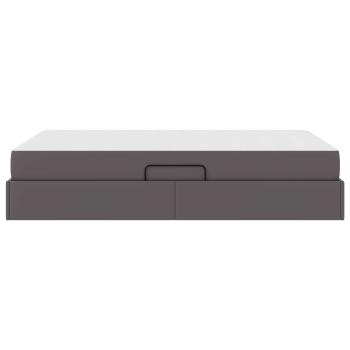 Aufbewahrungsbett mit Matratze Grau 120 x 190 cm Kunstleder