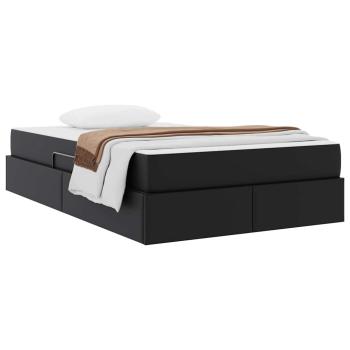 Aufbewahrungsbett mit Matratze mit Matratze 2 pcs Schwarz Leder