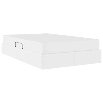 Aufbewahrungsbett mit Matratze Weiß 120 x 200 cm Kunstleder