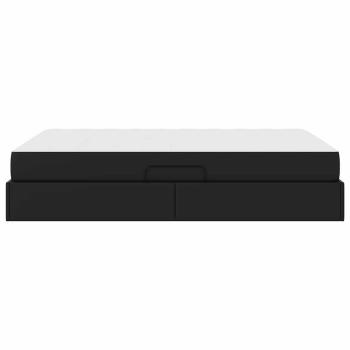 Aufbewahrungsbett mit Matratze Schwarz 140 x 190 cm Kunstleder