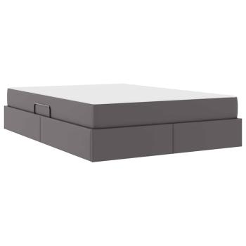 Aufbewahrungsbett mit Matratze Grau 140 x 190 cm Kunstleder