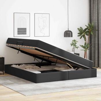 Aufbewahrungsbett mit Matratze Schwarz 160 x 200 cm Kunstleder