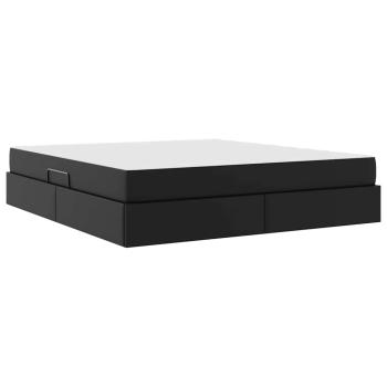 Aufbewahrungsbett mit Matratze Schwarz 160 x 200 cm Kunstleder