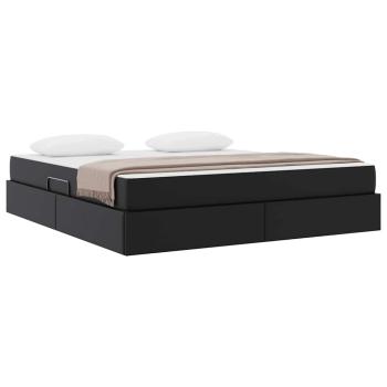 Aufbewahrungsbett mit Matratze 2 stk. Schwarz Leder