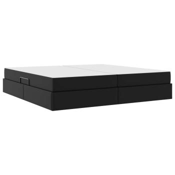 Aufbewahrungsbett mit Matratze 2 stk. Schwarz Leder