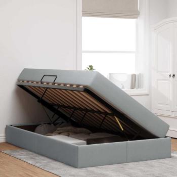 Aufbewahrungsbett mit Matratze Hellgrau 120 x 200 cm Polyester