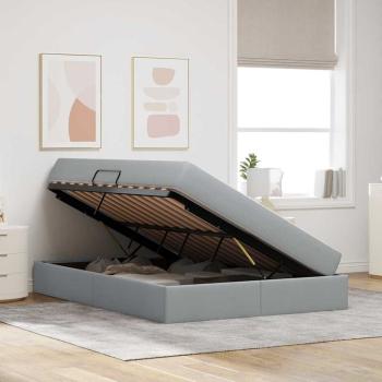 Aufbewahrungsbett mit Matratze Hellgrau 140 x 190 cm Polyester