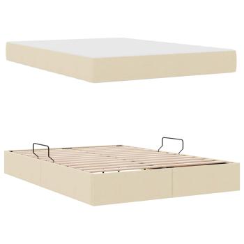 Aufbewahrungsbett mit Matratze Creme 140 x 200 cm Polyester
