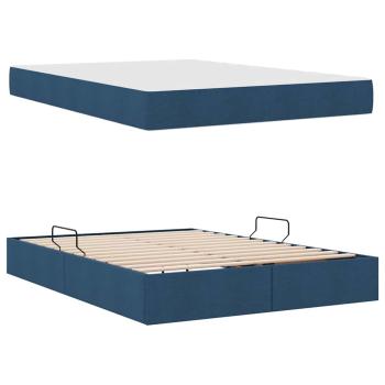 Aufbewahrungsbett mit Matratze Blau 140 x 200 cm Polyester