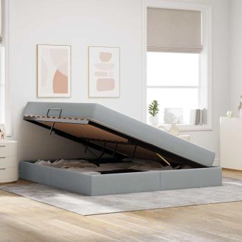 ARDEBO.de - Aufbewahrungsbett mit Matratze Hellgrau 160 x 200 cm Polyester