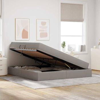 Aufbewahrungsbett mit Matratze Taupe 160 x 200 cm Polyester