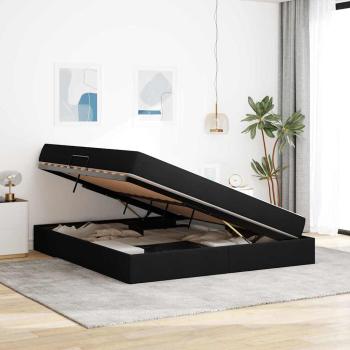 Aufbewahrungsbett mit Matratze Schwarz 180 x 200 cm Polyester