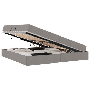 Aufbewahrungsbett mit Matratze Taupe 200 x 200 cm Polyester