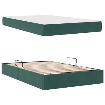 Aufbewahrungsbett mit Matratze Dunkelgrün 120 x 200 cm Samt