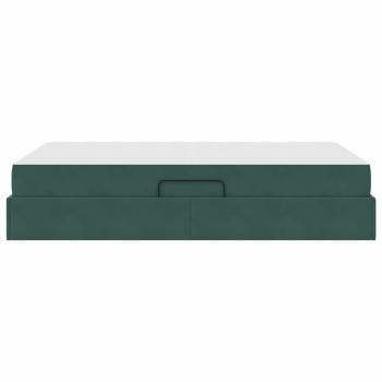 Aufbewahrungsbett mit Matratze Dunkelgrün 120 x 200 cm Samt