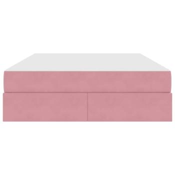 Aufbewahrungsbett mit Matratze Rosa 140 x 190 cm Samt