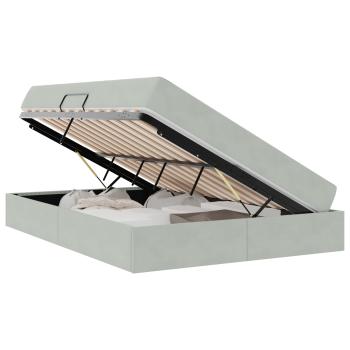 Aufbewahrungsbett mit Matratze Hellgrau 140 x 200 cm Samt