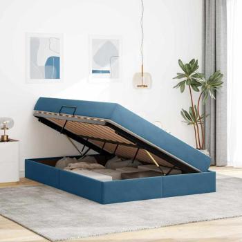 Aufbewahrungsbett mit Matratze Dunkelblau 140 x 200 cm Samt