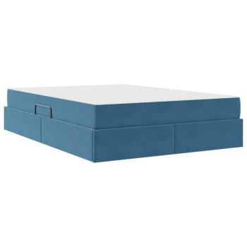 Aufbewahrungsbett mit Matratze Dunkelblau 140 x 200 cm Samt