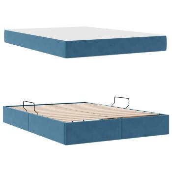 Aufbewahrungsbett mit Matratze Dunkelblau 140 x 200 cm Samt