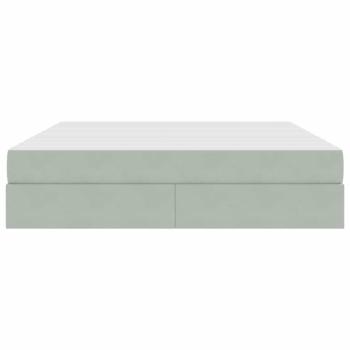 Aufbewahrungsbett mit Matratze Hellgrau 160 x 200 cm Samt