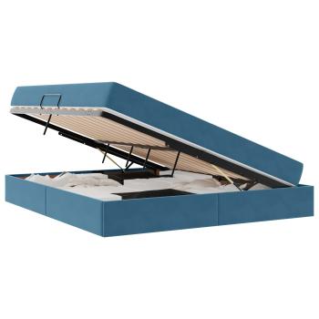Aufbewahrungsbett mit Matratze Dunkelblau 160 x 200 cm Samt