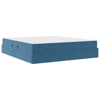 Aufbewahrungsbett mit Matratze Dunkelblau 160 x 200 cm Samt