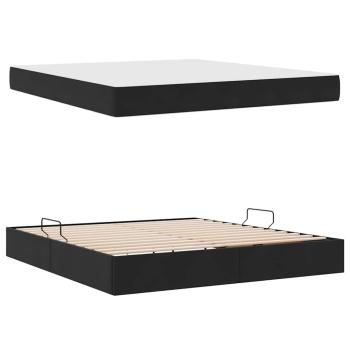 Aufbewahrungsbett mit Matratze Schwarz 180 x 200 cm Samt