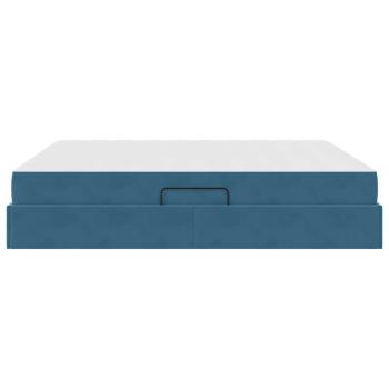 Aufbewahrungsbett mit Matratze Dunkelblau 180 x 200 cm Samt