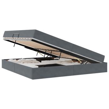 Aufbewahrungsbett mit Matratze Dunkelgrau 200 x 200 cm Samt