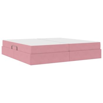 Aufbewahrungsbett mit Matratze Rosa 200 x 200 cm Samt