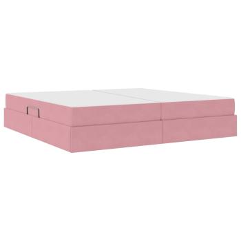 Aufbewahrungsbett mit Matratze Rosa 200 x 200 cm Samt