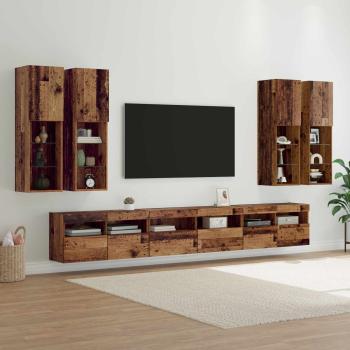 ARDEBO.de - TV-Wandregal-Set Wandmontiert 7 pcs Altholz Holzwerkstoff