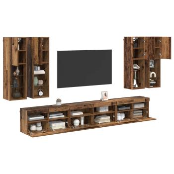 TV-Wandregal-Set Wandmontiert 7 pcs Altholz Holzwerkstoff