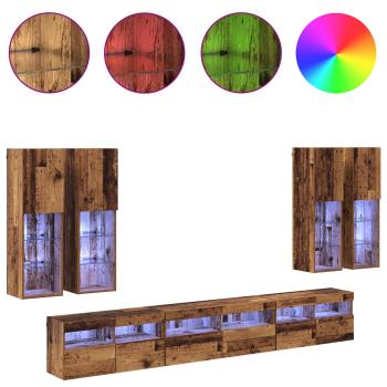 TV-Wandregal-Set Wandmontiert 7 pcs Altholz Holzwerkstoff