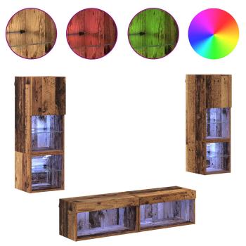 TV-Wandmöbel 6 Stk. Altholz Holzwerkstoff